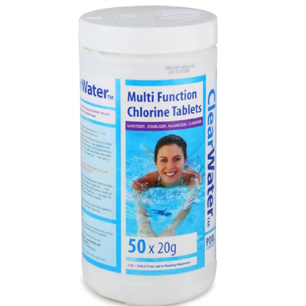 Clearwater Bestway 1Kg Multifunction Swimming Pool Spa Chlorine Tablets 50 X 20G