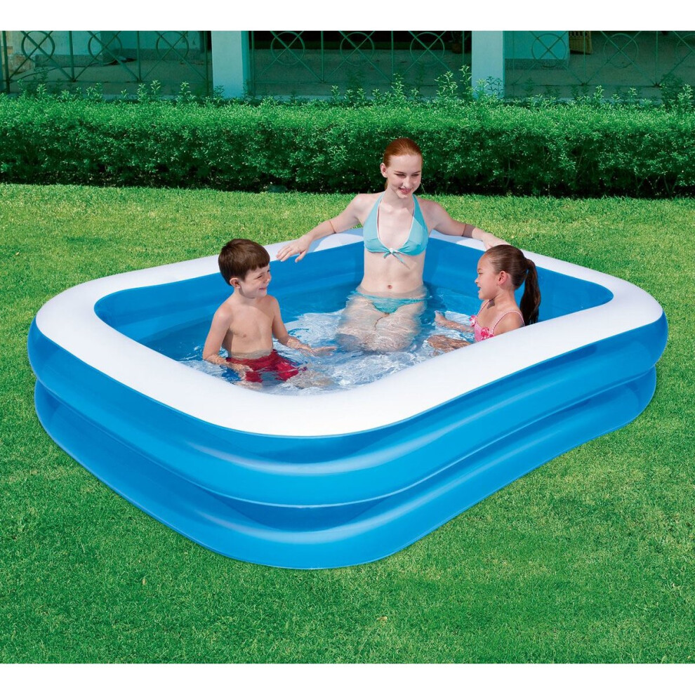 Bestway Inflatable Family Swimming Paddling Pool Rectangular 79"x59"x20" - Blue