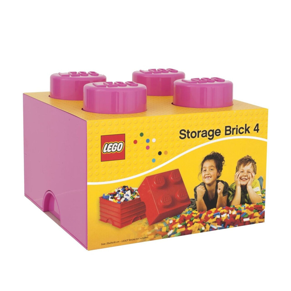 Lego Storage Brick with 4 Knobs Childrens Toy Box - Pink