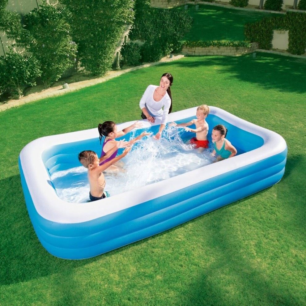 Deluxe Inflatable Blue Rectangular Family Outdoor Garden Swimming Paddling Pool