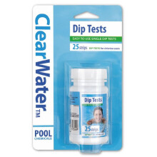 ClearWater 25-Pack Dip Test Strips for Pool & Spa - Chlorine, pH & Alkalinity with Color Chart