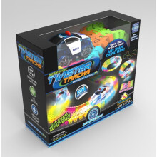 Mindscope Twister Tracks Neon Glow in the Dark 221 Piece (11 feet) of Flexible Assembly Track Emergency Series