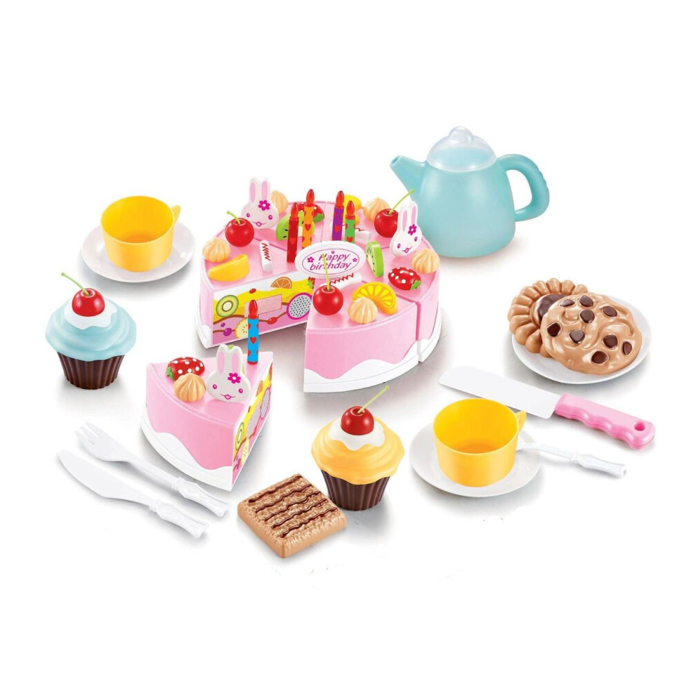 Vinsani Birthday Fruit Cake Kids Childrens Pretend Play Party Set 54Pc 6 Years +