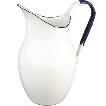 Ibili "Blanca Belly Shaped Enamelled Steel Pitcher, White/Blue, 2.5 Litre