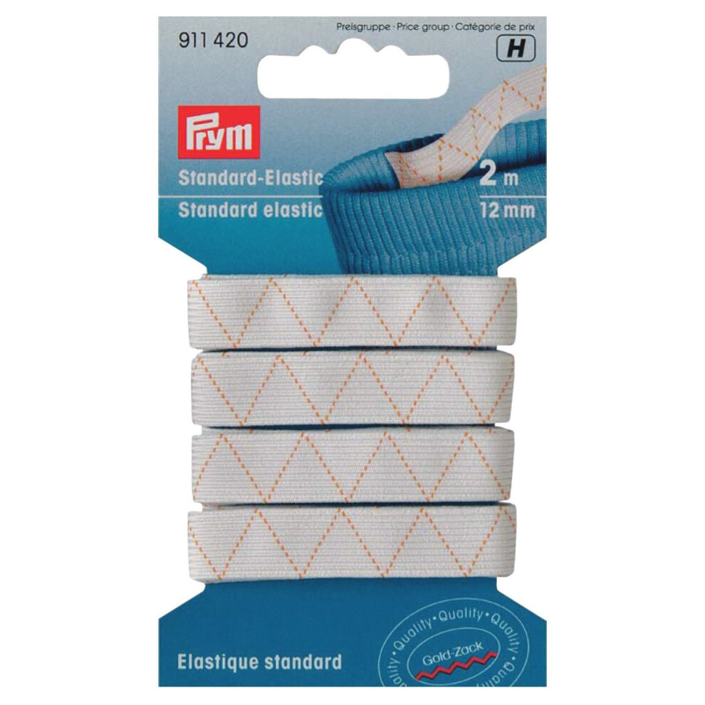 Prym 2 m x 12 mm Standard Elastic, White