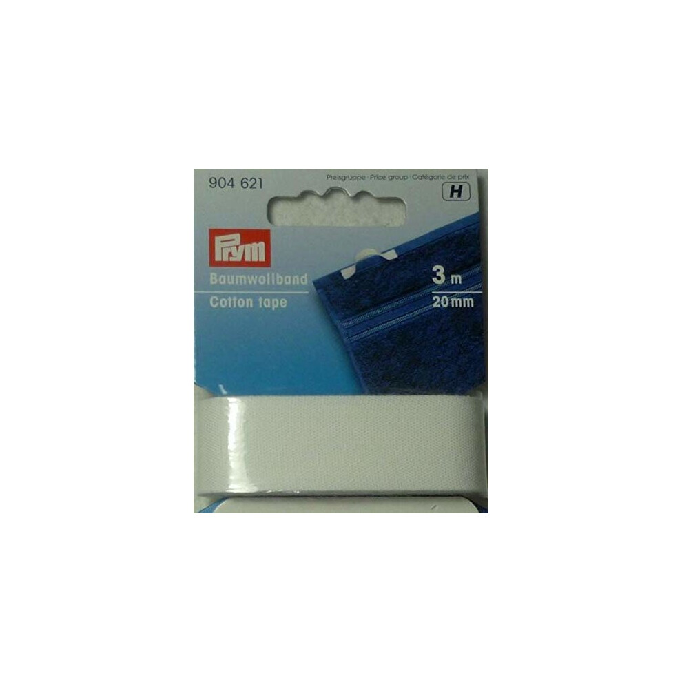 Prym 904621 3 M 20 Mm Cotton Tape, White