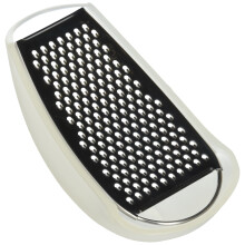 A Di Alessi Parmenide Grater with Cheese Cellar in Thermoplastic Resin, Ice and Steel Mirror Polished