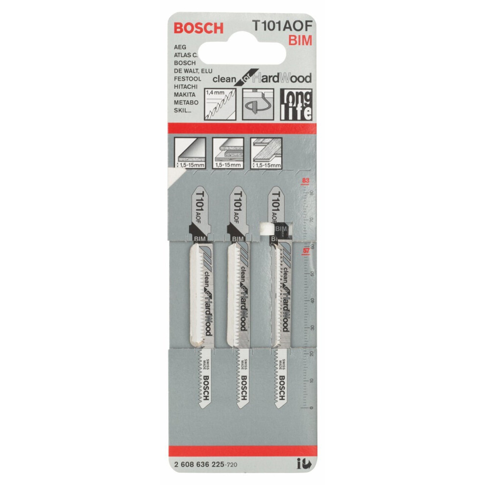 Bosch 2608636225"T101 Aof" Jigsaw Blade, 3-Piece Silver
