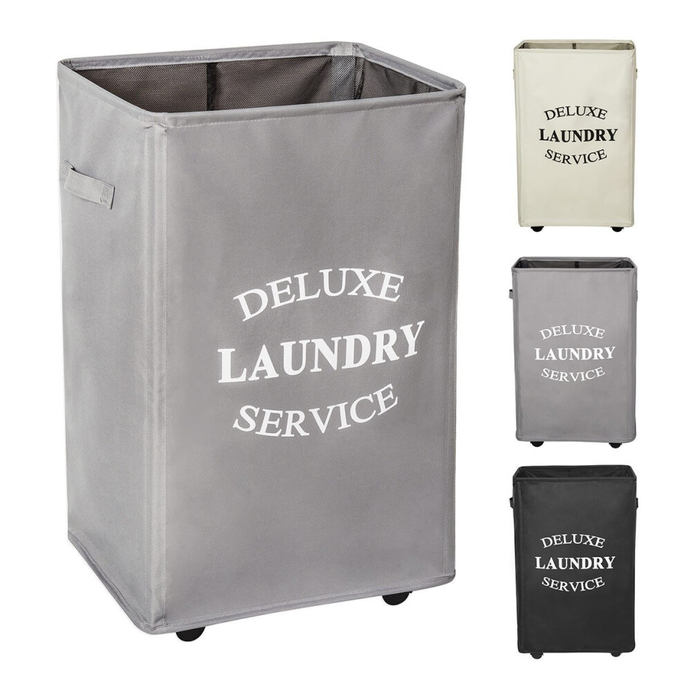 WOWLIVE Tall Laundry Basket Large Laundry Hamper Wheels Dirty Clothes Bag Collapsible Rectangular Washing Bin (Gray)