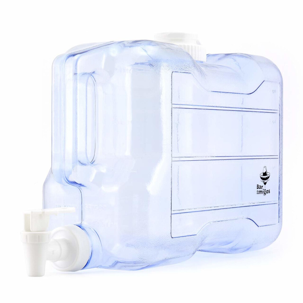 Water Container Tap Desktop Dispenser - by Bar Amigos Plastic PETG Fridge Beverage Tank Liquid Drink Refillable Shelf Tap Great for Office Camping...