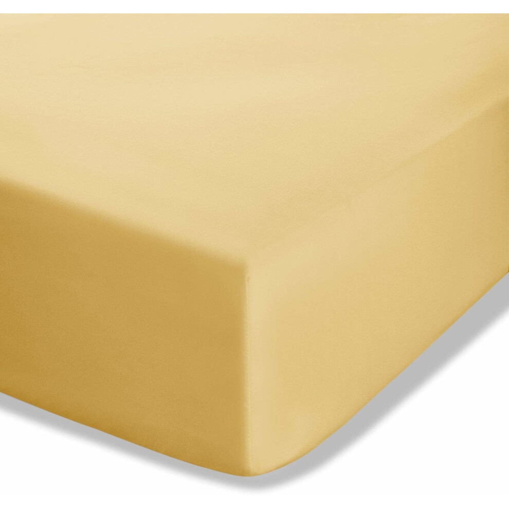Catherine Lansfield Easy Iron Percale King Fitted Sheet Ochre