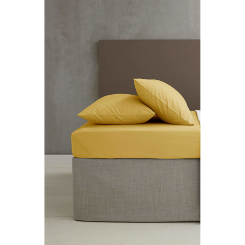 Catherine Lansfield Catherine Lansfield Easy Iron Percale Single Fitted Sheet Ochre 2