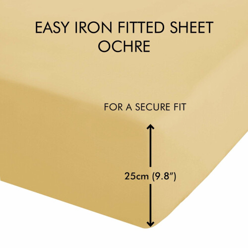 Catherine Lansfield Catherine Lansfield Easy Iron Percale Double Fitted Sheet Ochre 1