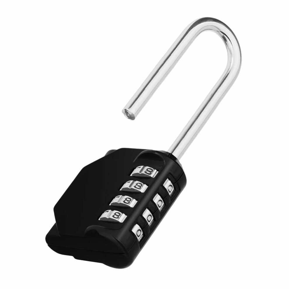 Long Shackle Padlock Set, 4 Digit Combination Lock, Resettable Weatherproof Combo Lock For School, Sports, Gym & Employee Locker, Outdoor, Fence,... 631145225265