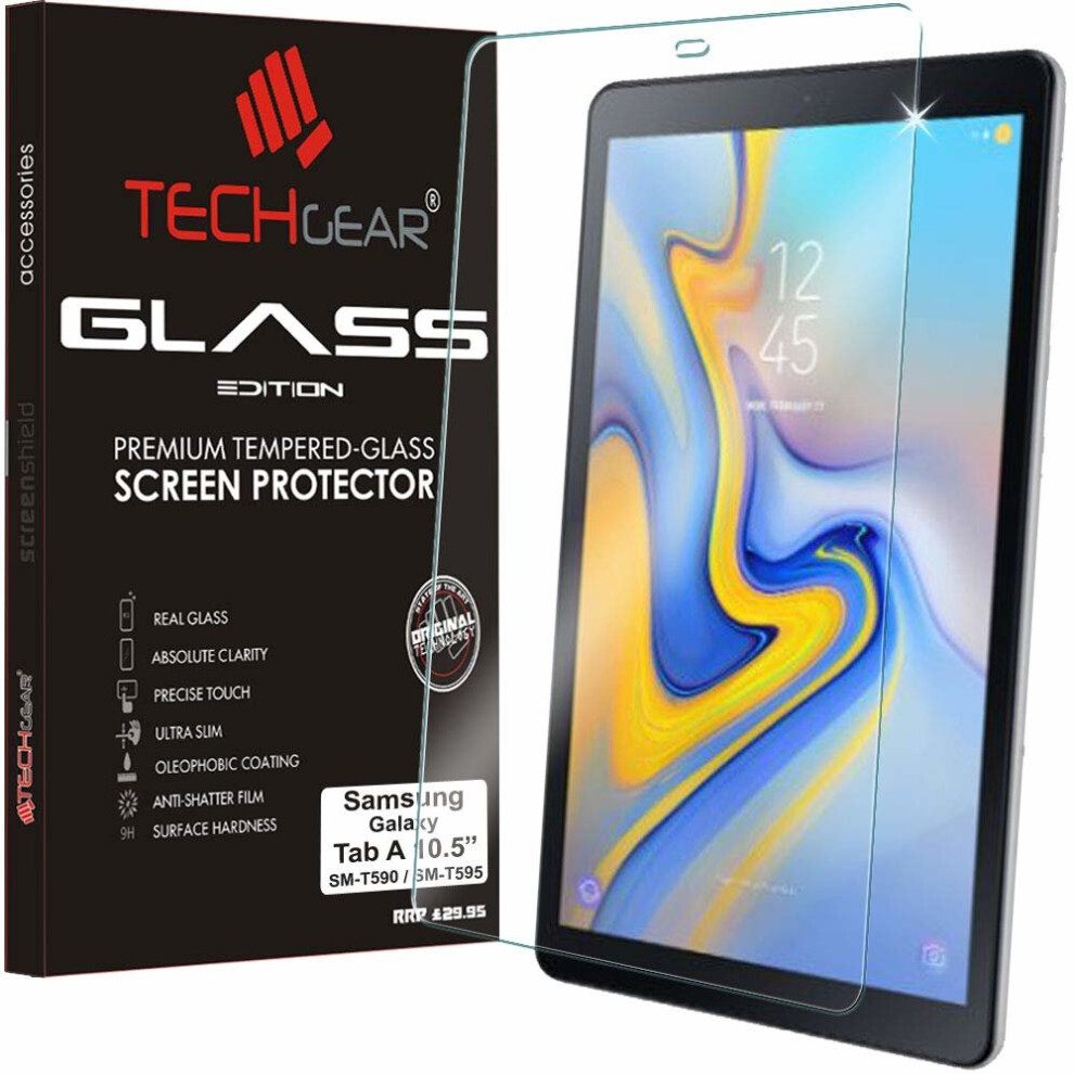 TECHGEAR GLASS Edition fits Samsung Galaxy Tab A 10.5 Inch (SM-T590 / SM-T595) - Genuine Tempered Glass Screen Protector Guard Cover