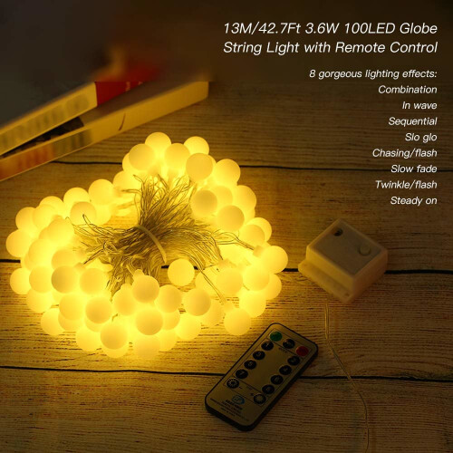 Outdoor Festoon Lights Globe String Lights Mains Powered 100LED 43FT 3