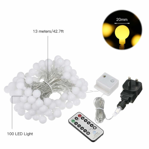 Outdoor Festoon Lights Globe String Lights Mains Powered 100LED 43FT 3