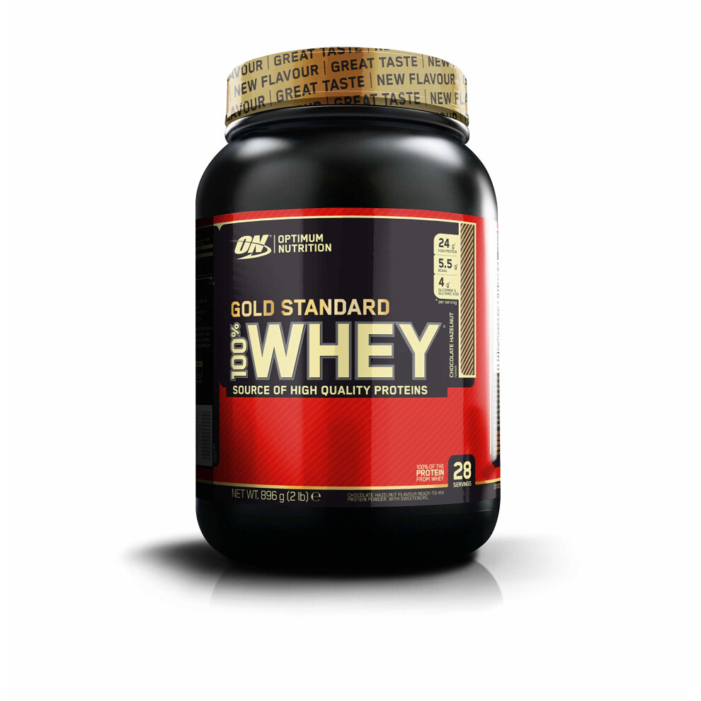 Optimum Nutrition Gold Standard Whey Protein Powder with Glutamine and Amino Acids Protein Shake by On - Chocolate Hazelnut, 28 Servings, 896 g
