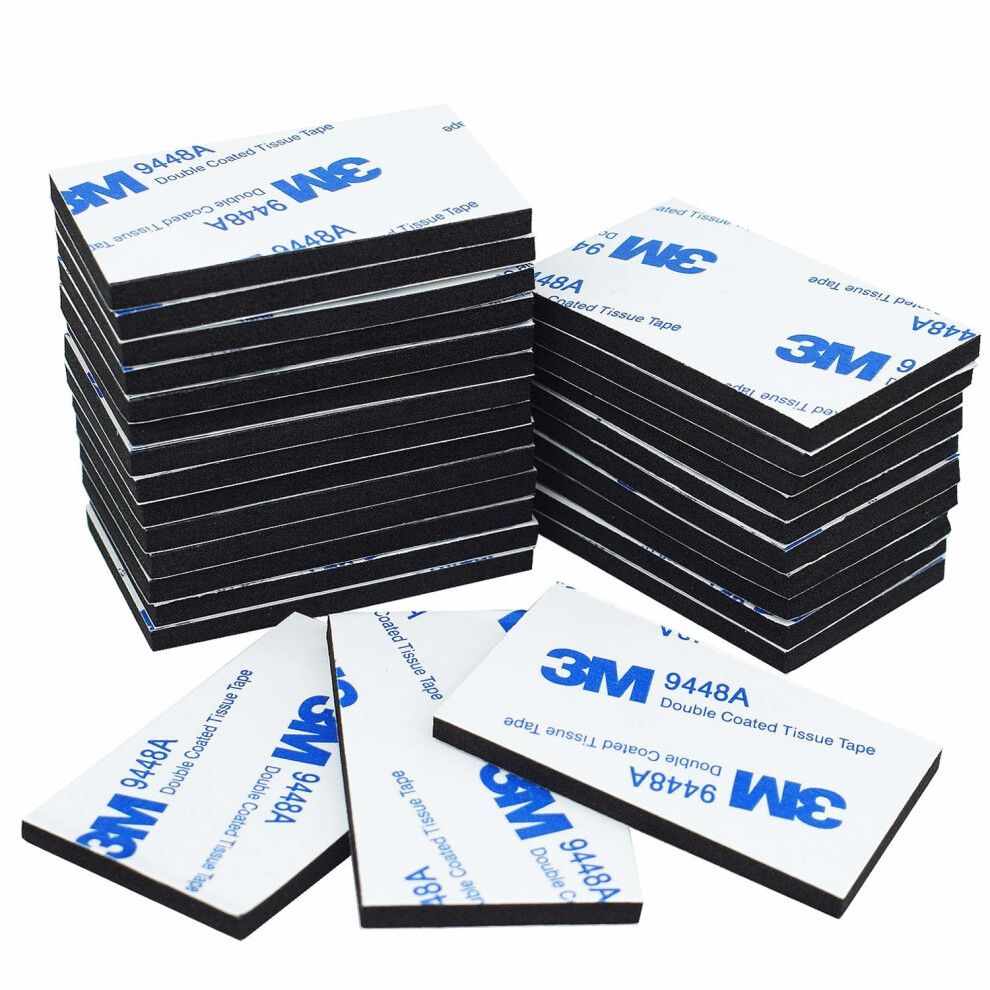 Double Sided Sticky Foam Pads Adhesive Tape, 40 Pieces Black Foam Tape Strong Pad Mounting Adhesive, 50x30mm