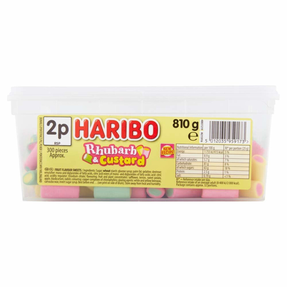 Haribo Rhubarb & Custard 810g tub sweets