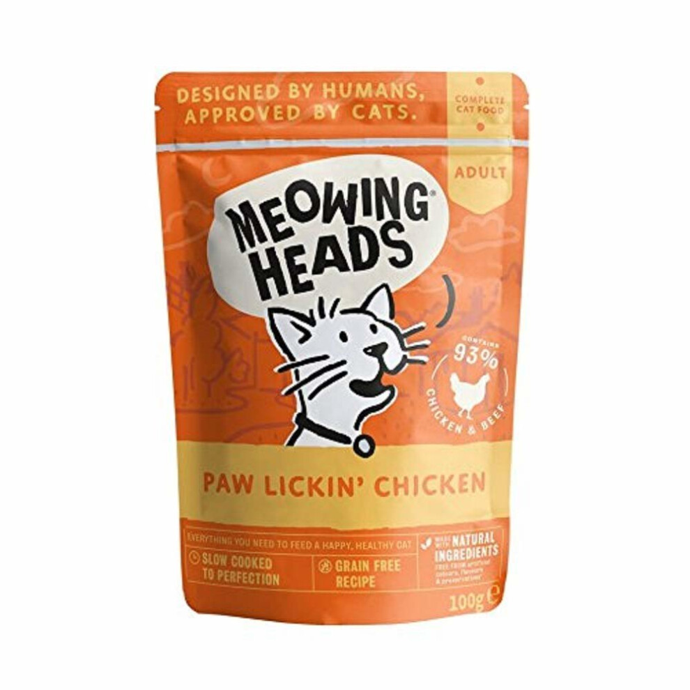 Meowing Heads Paw Lickin Chicken Wet Cat Food Pouch 10X100g - Image 3