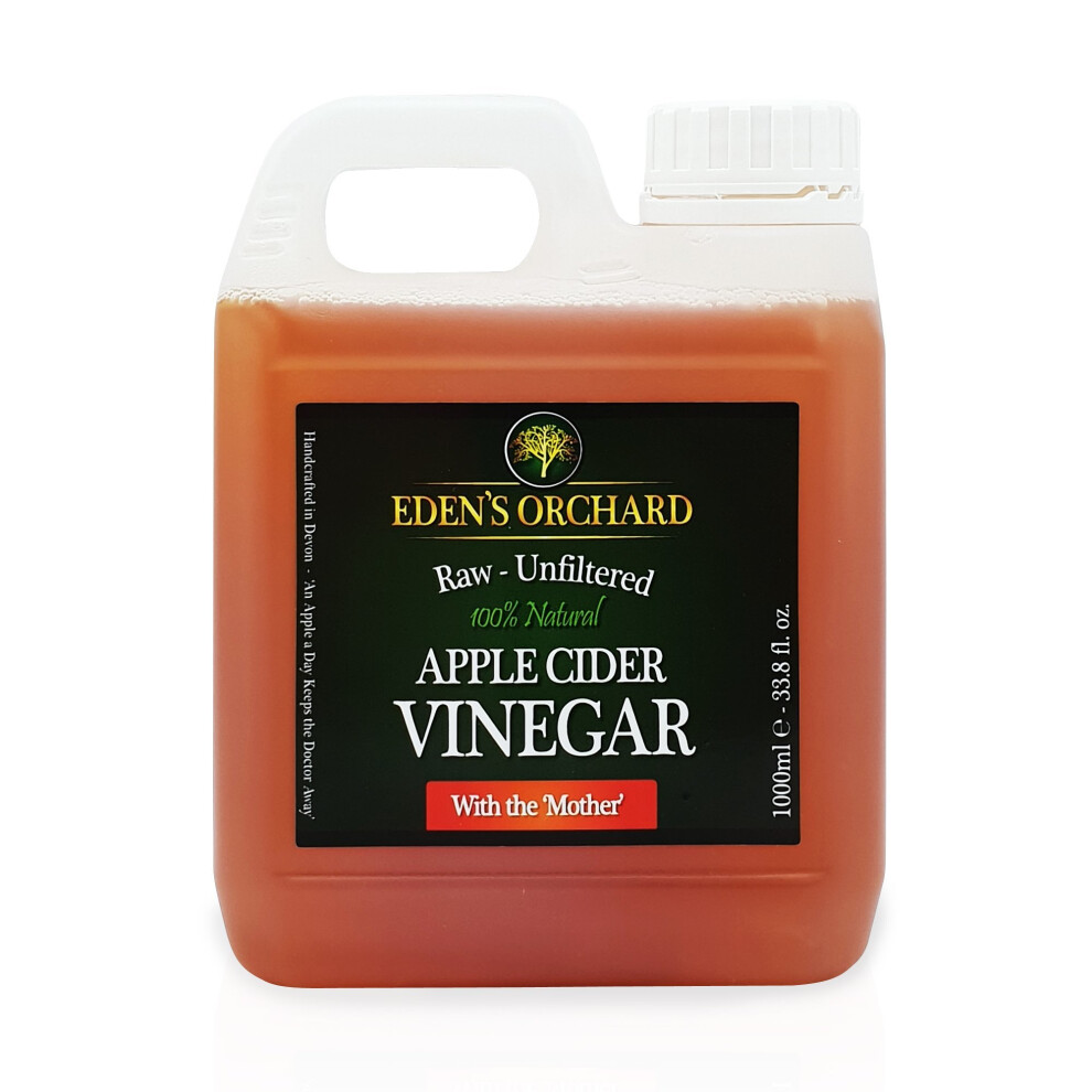 Eden's Orchard Apple Cider Vinegar with The Mother - Raw and Unfiltered - 1 Litre Jerry Can - 33.8 fl. oz. - 1000ml