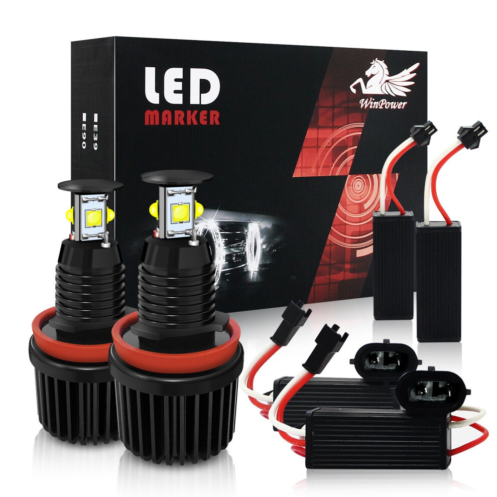 Win Power H8 40W Cree Led Angel Eyes Halo Ring Marker Bright Bulbs E60 E61 E63 E64 E70 E71 E82 E87 E89 E90 E91 E92 E92 E93 White/Light 740229018096