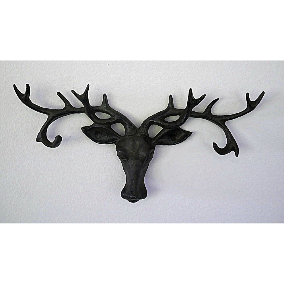 HomezoneÂ® Vintage Brown Cast Iron Highland Stag's Head With 6