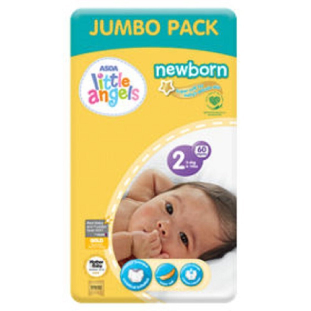 Asda Little Angels Newborn Nappies Size 2 Big Saver Pack Brand-Asda