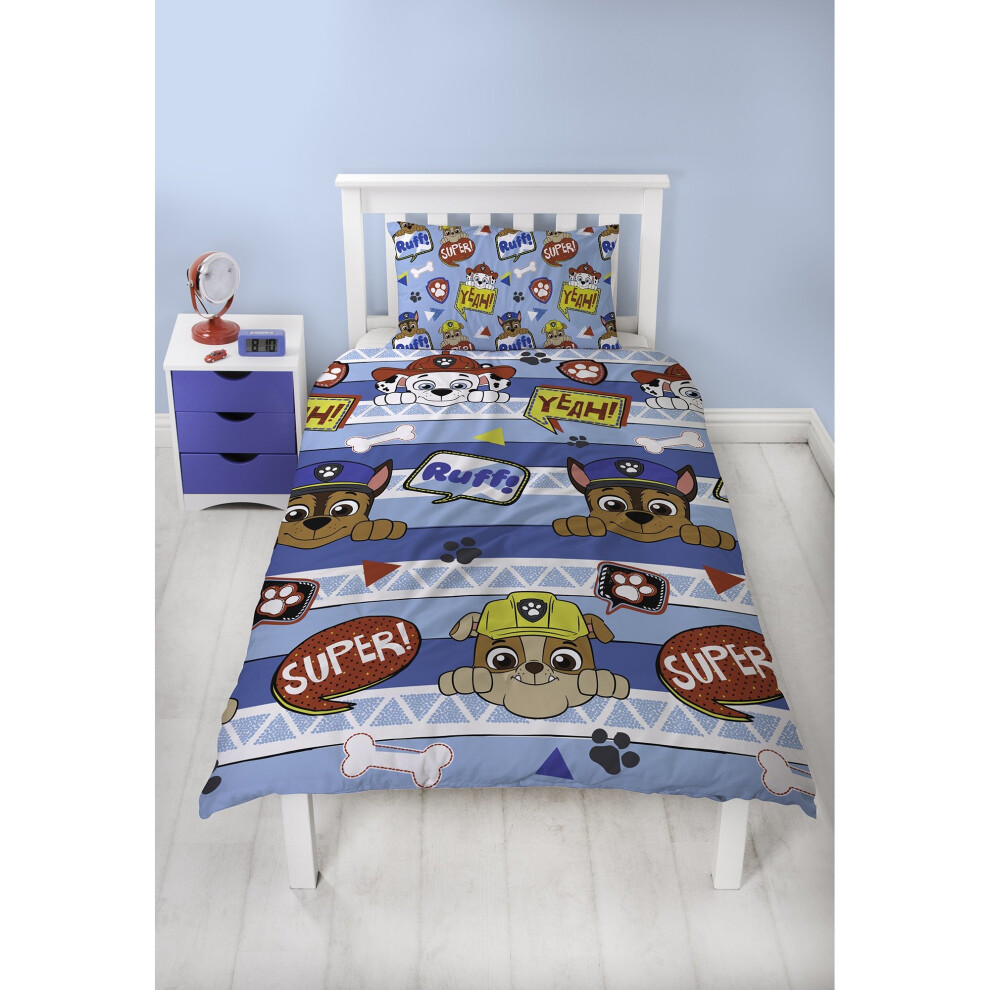 Paw Patrol Peek Boys Single Duvet Cover | Reversible Two Sided Design | Kids Bedding Set Includes Matching Pillow Case