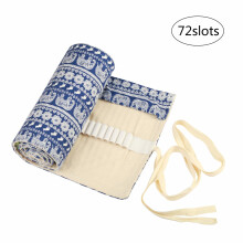 Canvas Pencil Wrap KAKOO 72 Holes Pencil Roll up Case Travel Pen Bag Holder Organizer Storage Pouch for School Office Art Craft
