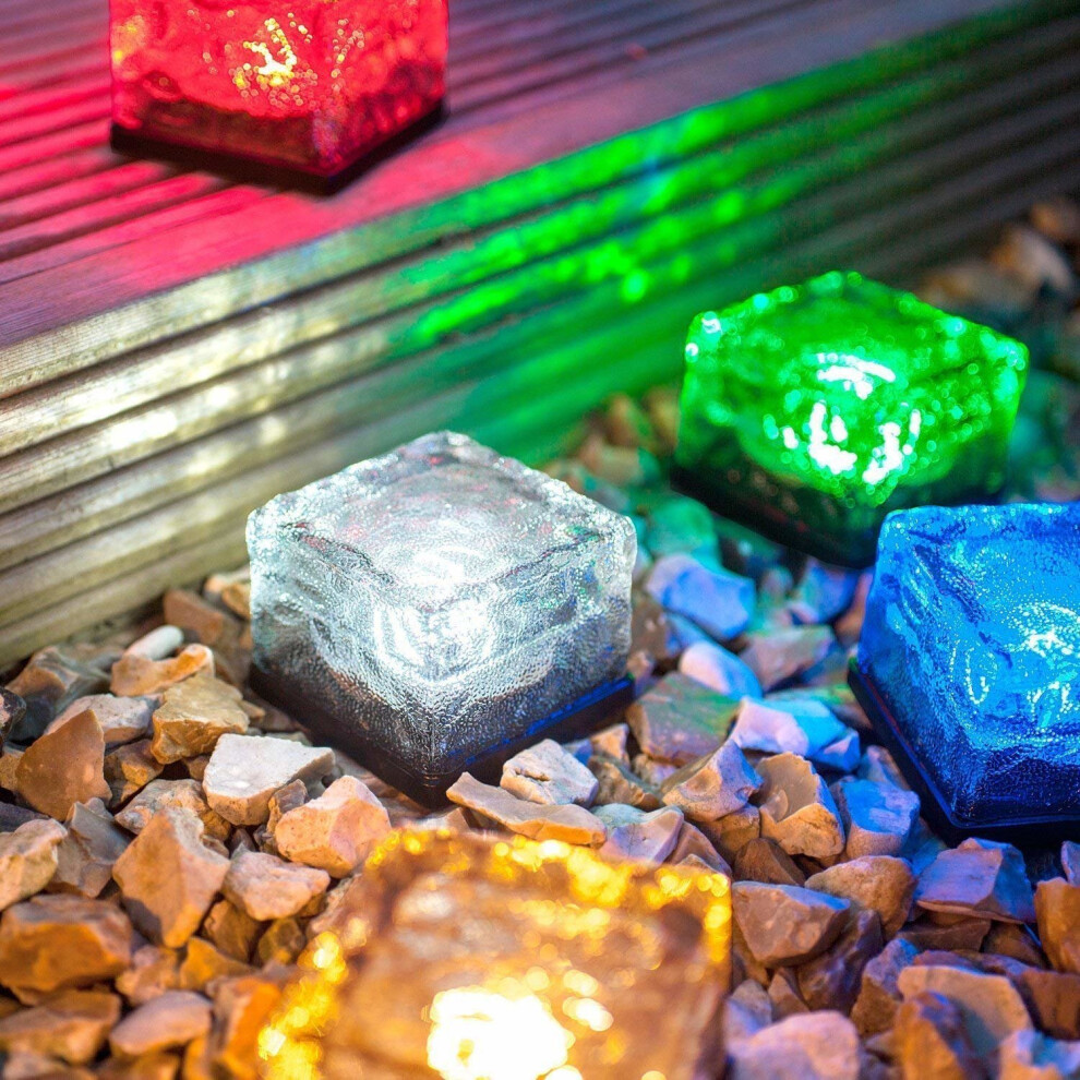 Solarize (TM) 6 Pack Garden Solar Ice Cube Glass Brick Lights with Colour Change LED