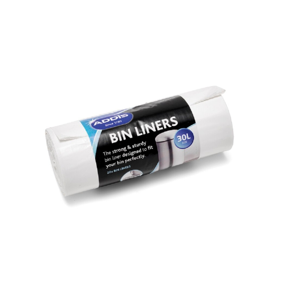 Addis Kitchen Waste Bin Liners, White, 30 L