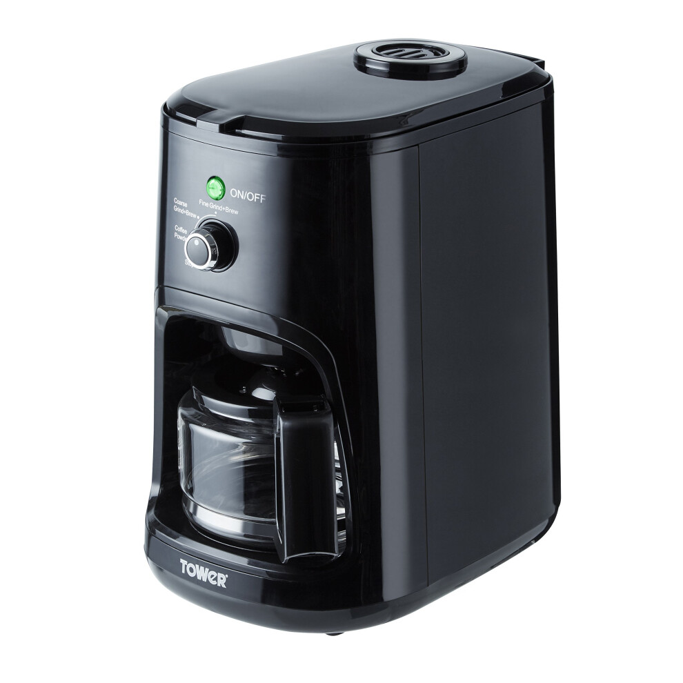 Tower T13005 Coffee Maker, Coarse and Fine Grinding Options, Black