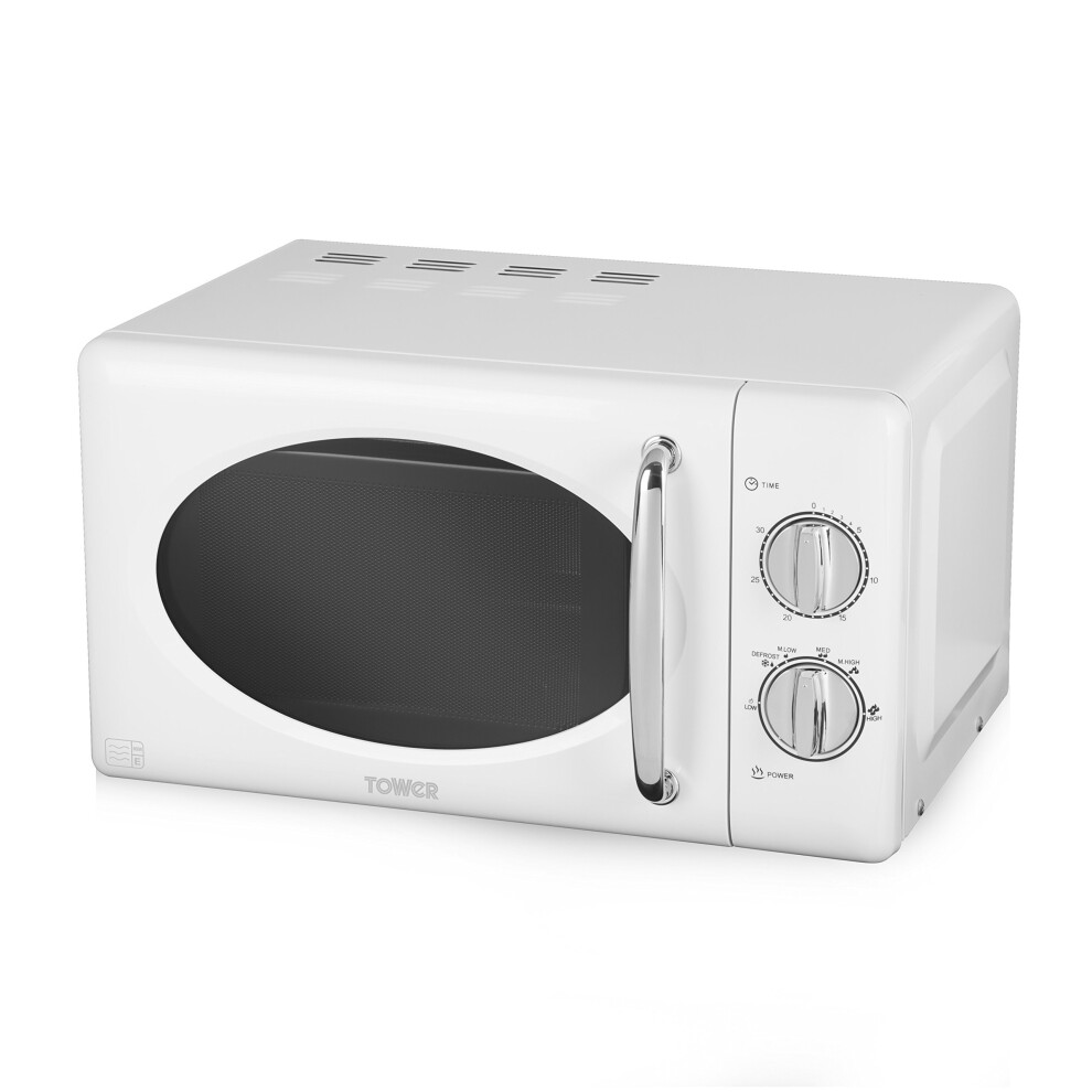 Tower T24017 800w Microwave with Stainless Steel Interior - White