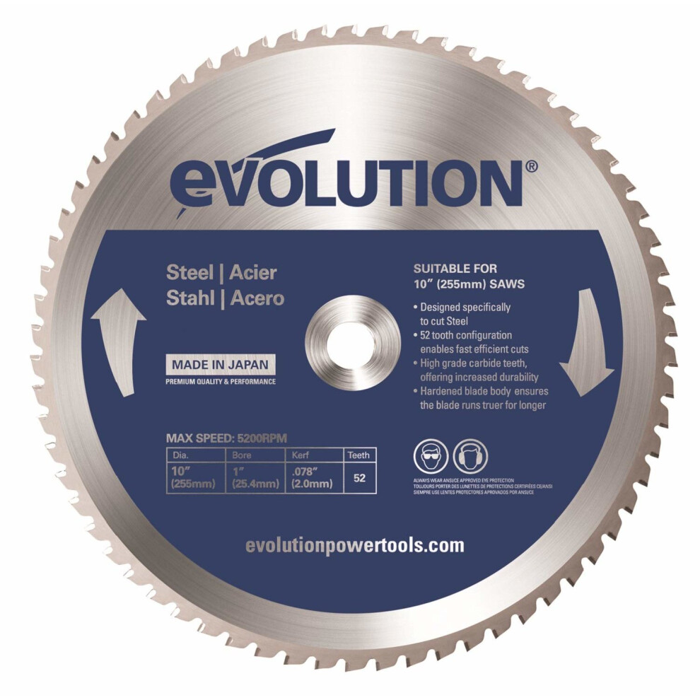 Evolution Mild Steel Carbide-Tipped Blade, 255 mm