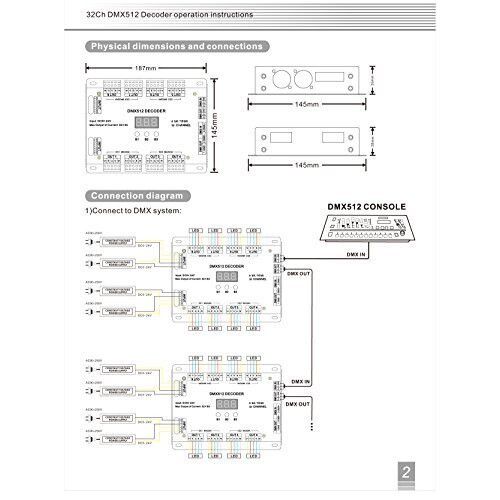 32 Channel 96A RGBW DMX 512 LED Decoder Controller DMX Dimmer DC5-24V RGBW RGB LED light 8 Bit/16 Bit 2