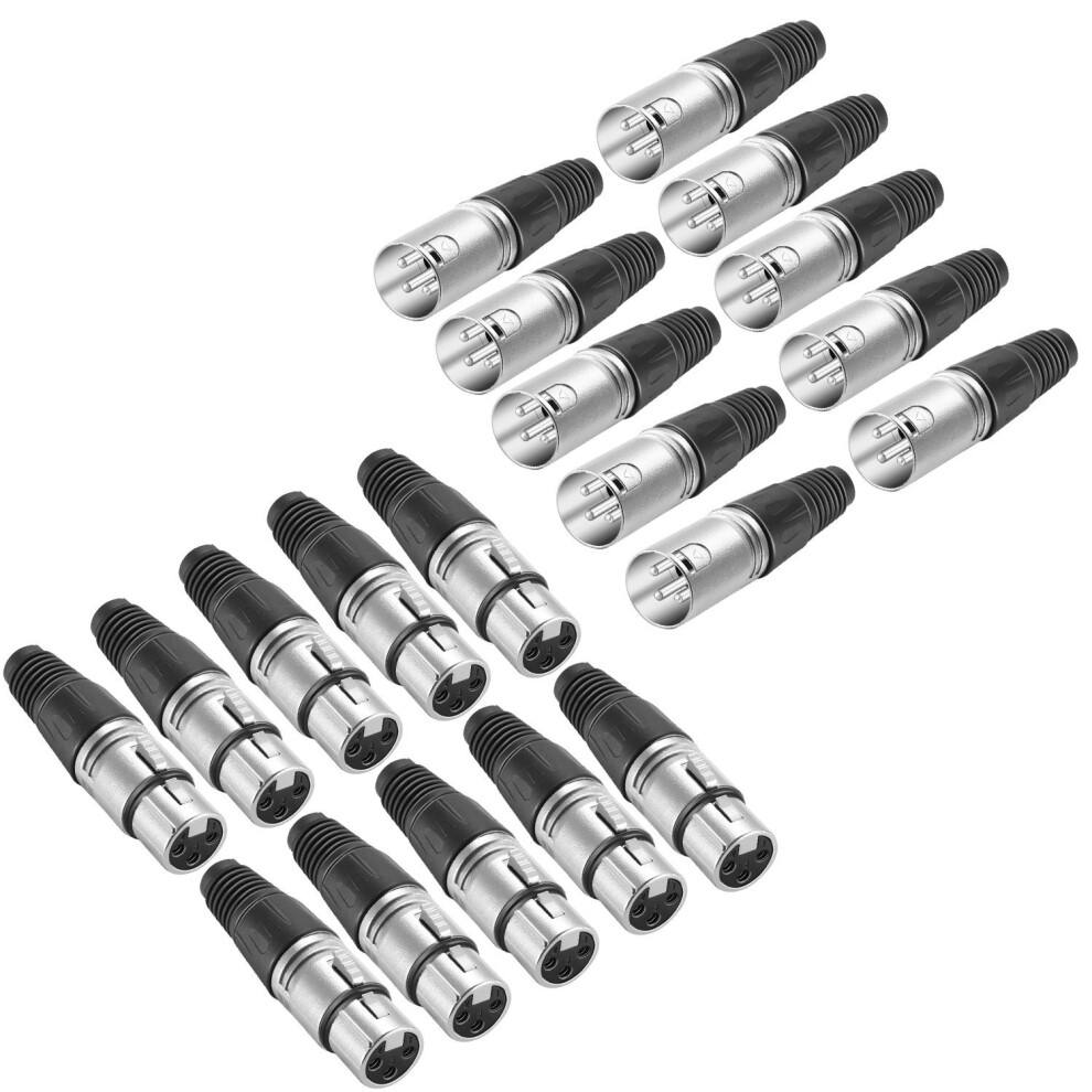 Neewer 20-Piece 3 Pin XLR Solder Type Connector - 10 Male and 10 Female Plug Cable Connector Microphone Audio Socket, Made of Zinc Alloy for High...