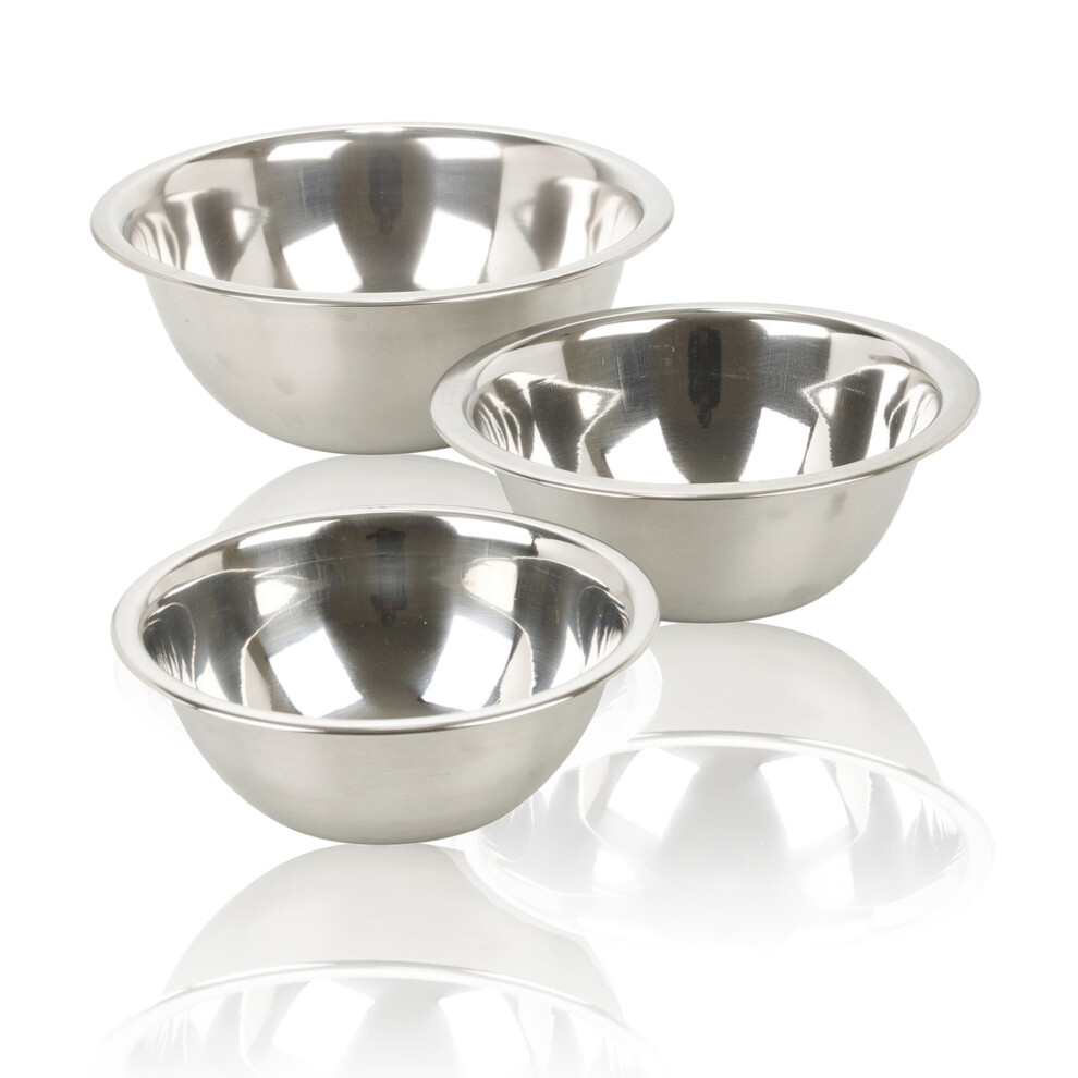 Set of 3 Stainless Steel Deep Mixing Bowls