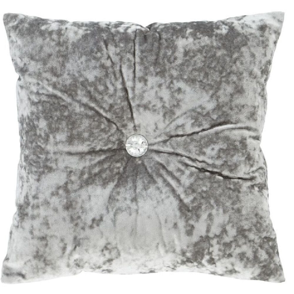 Catherine Lansfield Unisex Silver Crushed Velvet Cushion - Image 4