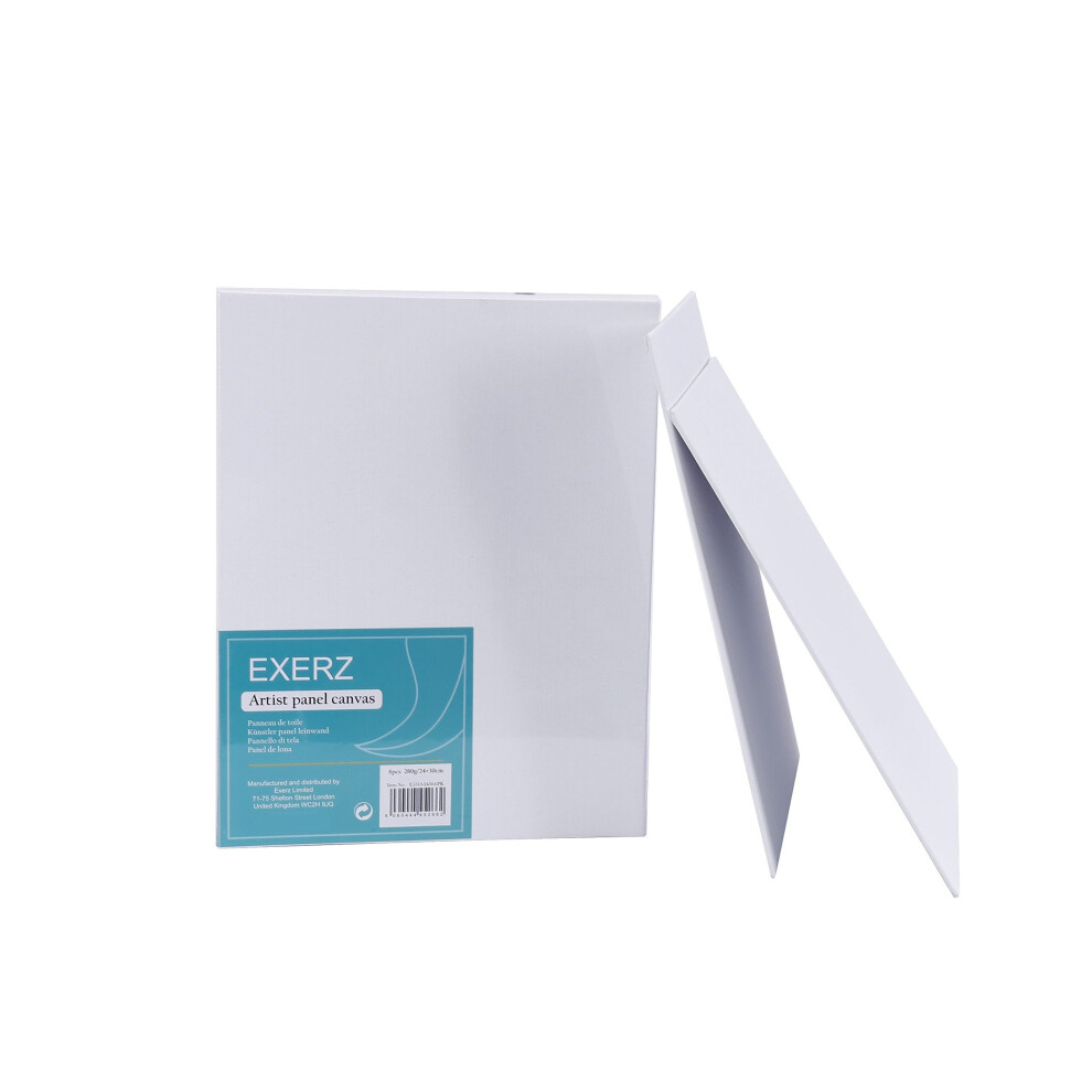 Exerz E5310-2430-6 Artist Canvas Panel 6 Pack / 30 X 24 Cm 280Gsm/ Pre-Stretched 100% Cotton/Blank / Triple Primed/Acid Free/Medium / 0.3Cm... Grain