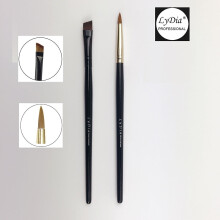 Eyeliner Eyebrow Makeup Brush Duo - LyDiaÂ® Professional Black Flat Angled Eye Brow/Eyeliner/Eyeshadow Makeup Brush + LyDiaÂ® Professional...