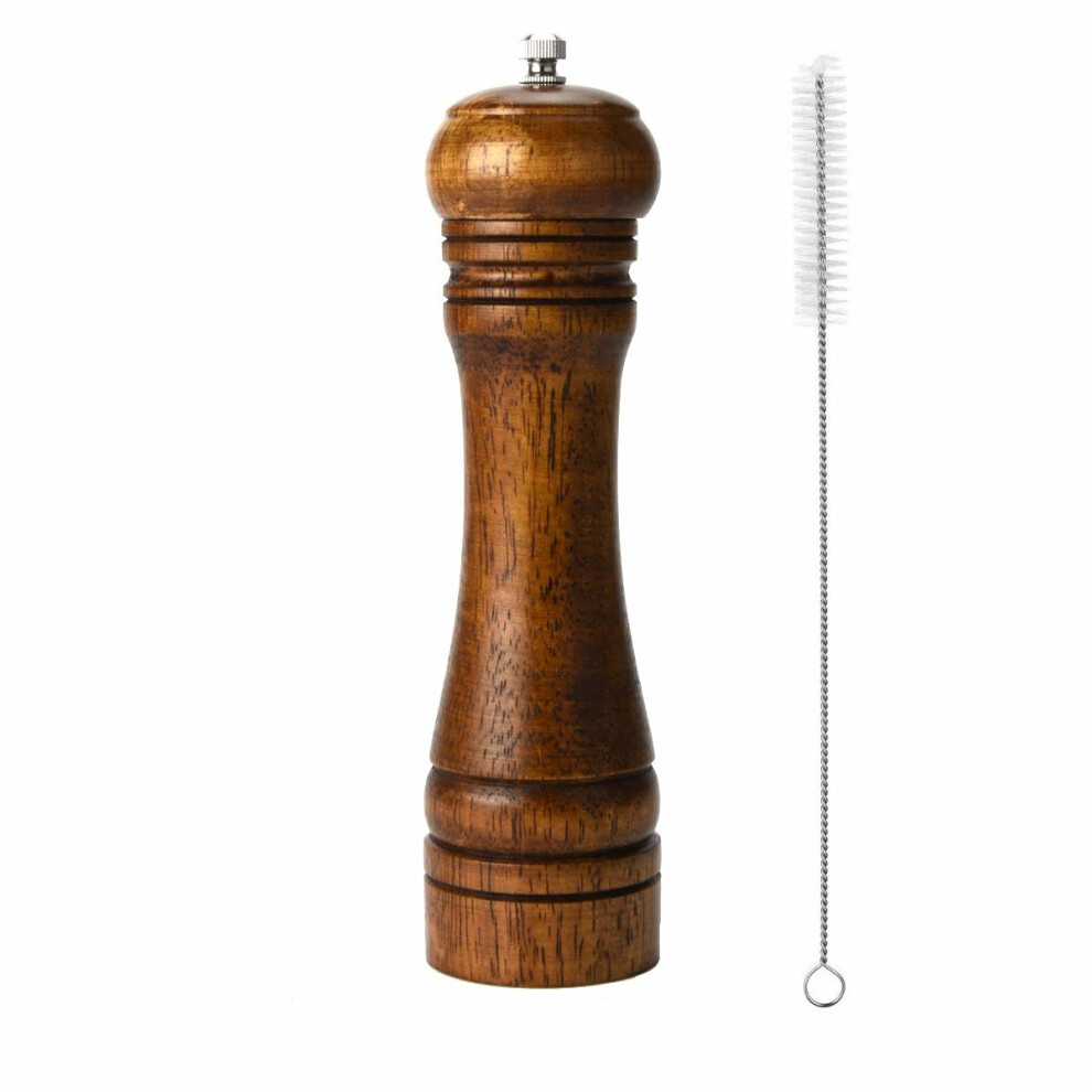 Pepper Mill Pepper Grinder Wood Set Solid With Strong Adjustable Ceramic Grinder 8 Inches