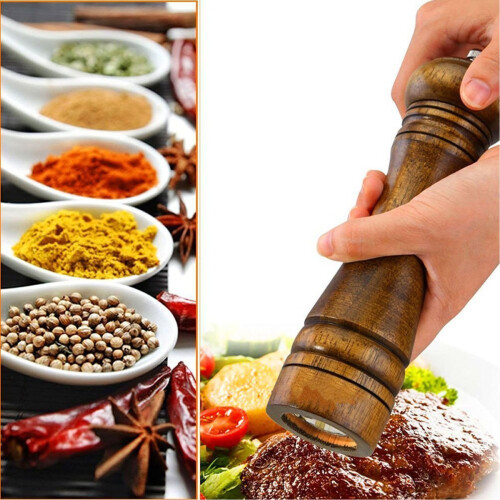 Pepper Mill Pepper Grinder Wood Set Solid With Strong Adjustable Ceramic Grinder 8 Inches 1