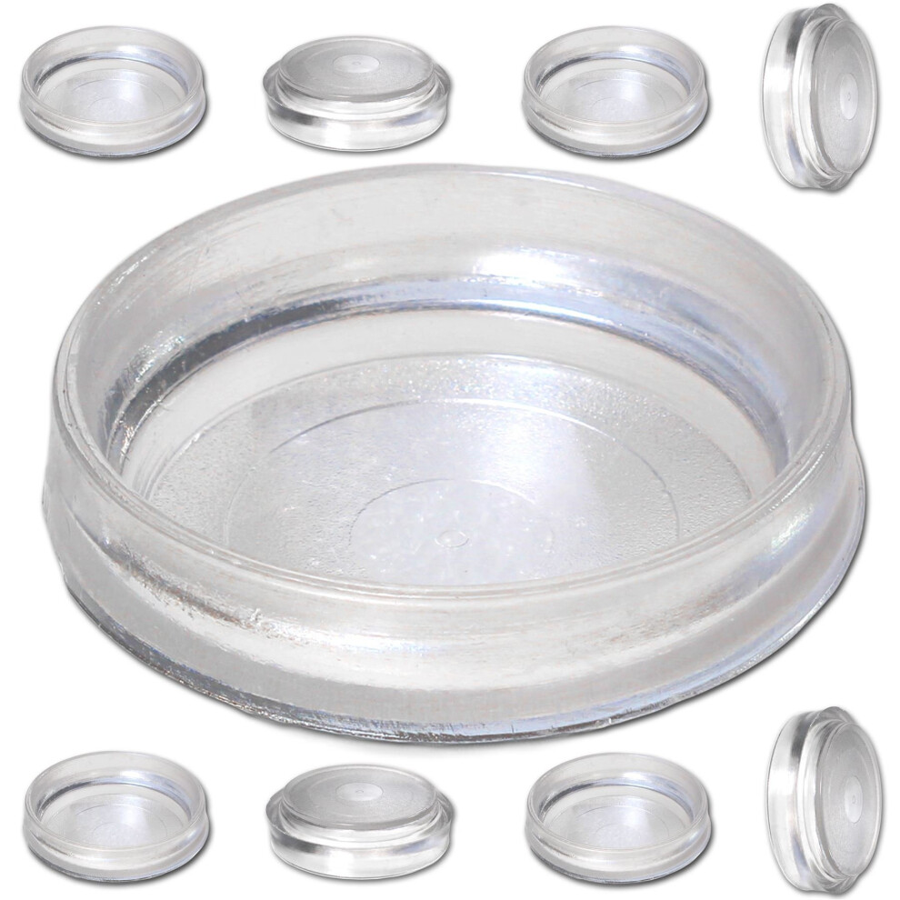 8x Large Clear Castor Cup Furniture Feet 60mm