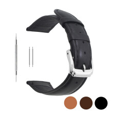 Berfine 18mm Black Calf Leather Watch Band Replacement,Extra Soft Watch Strap for Men Women