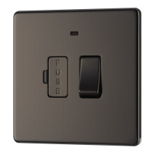 BG Electrical FBN52-01 Screwless Flat Plate 13A Switched Fused Connection Unit with Power Indicator, Black Nickel, 250 V