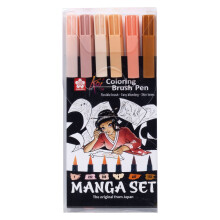 Kit di pennelli - SAKURA - Manga Koi Coloring Brush - 6 pennelli - Punta flessibile - Colore carne