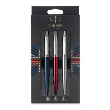 Parker Jotter London Trio Discovery Pack, Red Kensington Gel Pen, Royal Blue Ballpoint Pen and Stainless Steel Mechanical Pencil