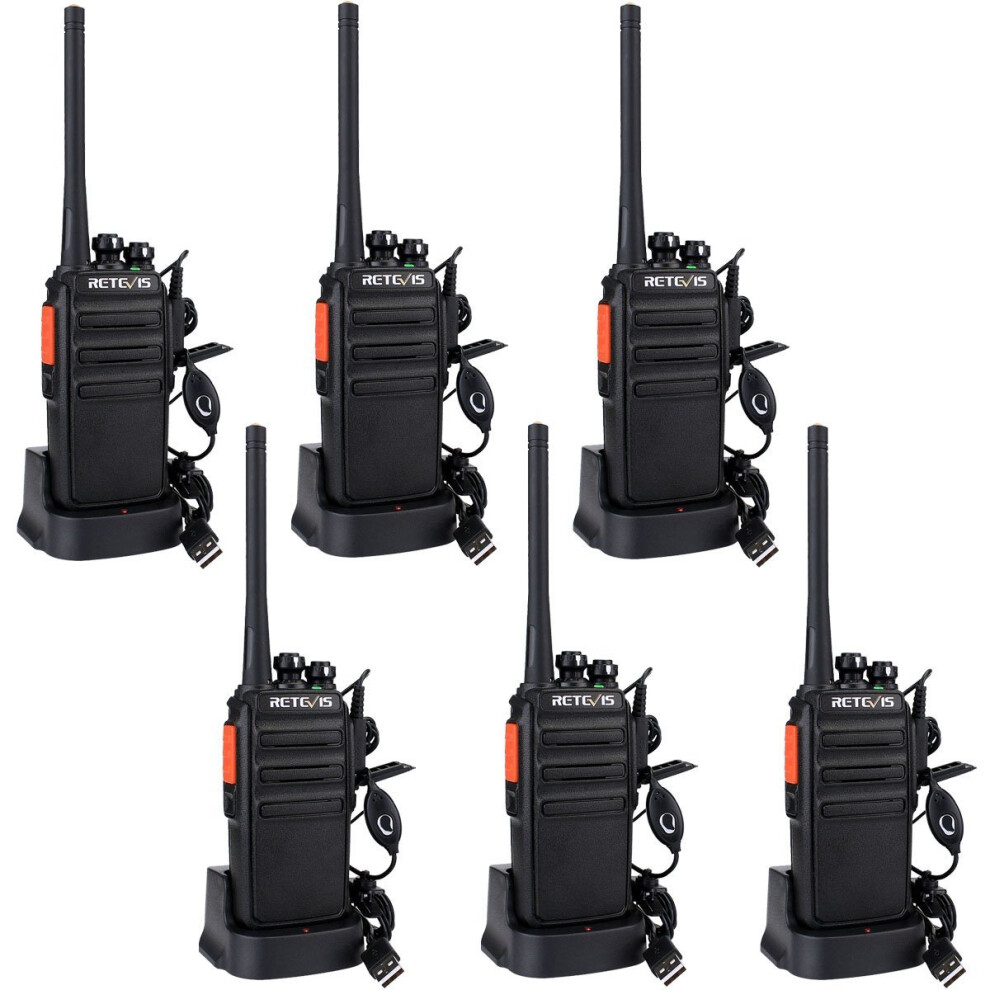 Retevis RT24 Walkie Talkies PMR446 Licence-Free Two Way Radio Rechargeable 16 Channels 50CTCSS 210DCS with USB Chargers (Black, 3 Pairs)